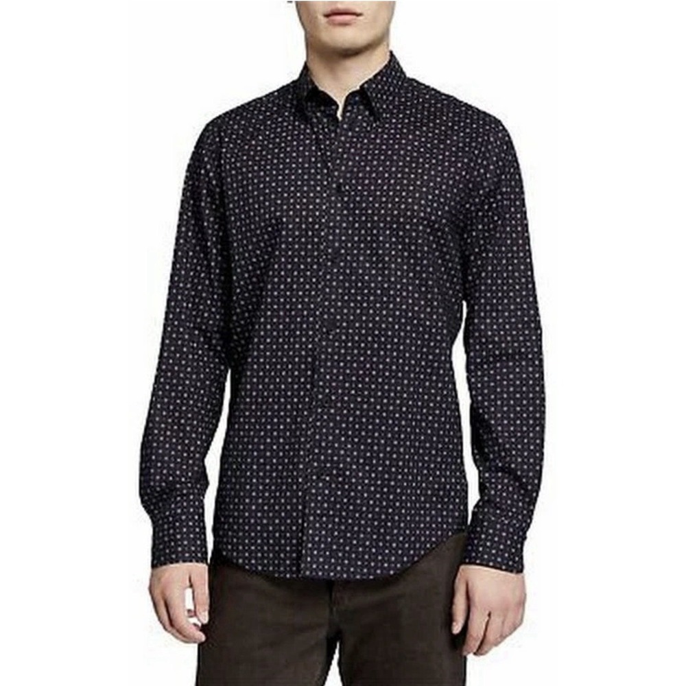 Rag and Bone Fit 1 Zac-Print Long Sleeve Sport Shirt Geometric Casual Date Night